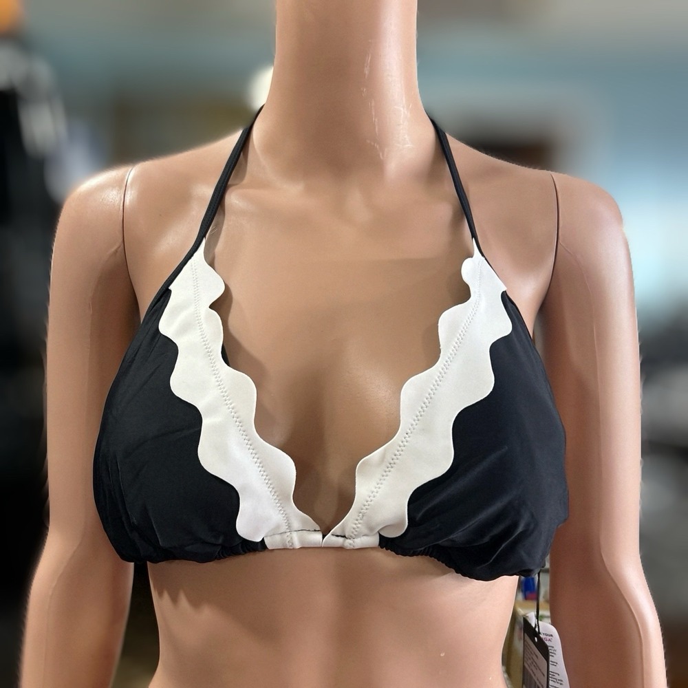 Relleciga Women's Swimsuit Top XL Black White Beach Swimming